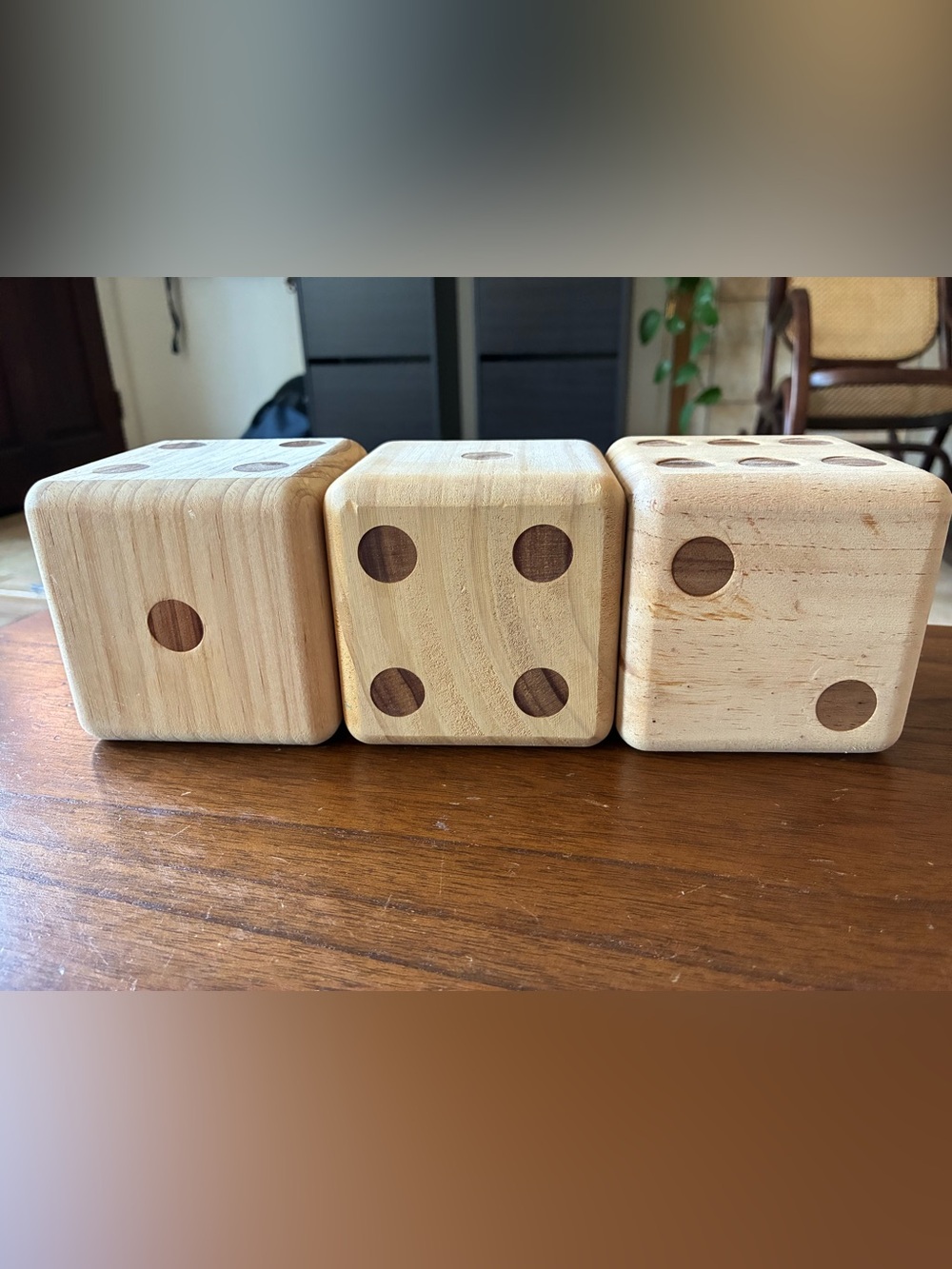 Source Unknown Natural Wood Giant Dice - Light Wood with Dark Pips